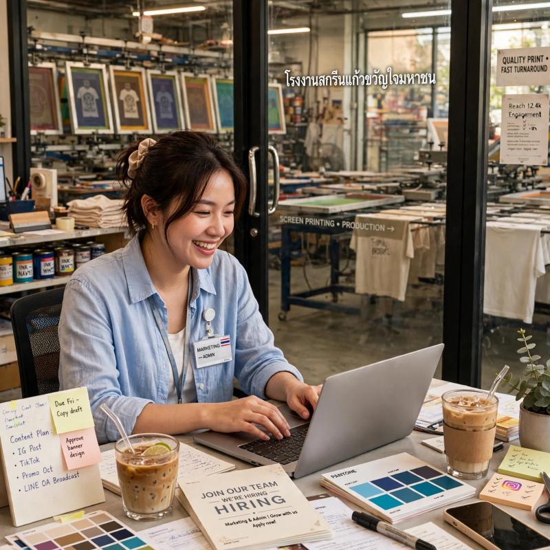 เปิดรับสมัคร: แอดมิน-การตลาด ประจำโรงงานสกรีนแก้วขวัญใจมหาชน